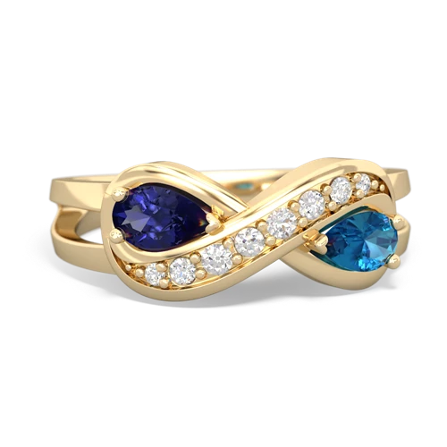 lab sapphire-london topaz diamond infinity ring