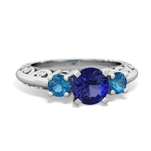 lab sapphire-london topaz engagement ring