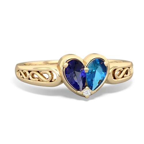 lab sapphire-london topaz filligree ring