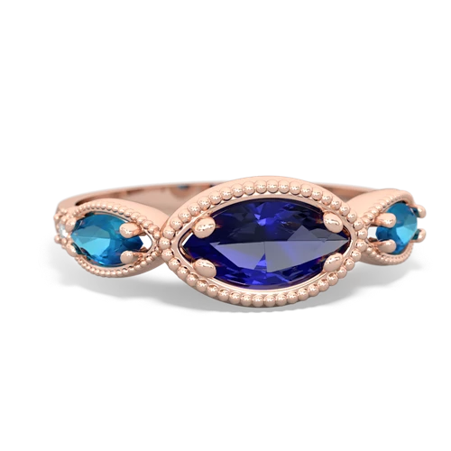 lab sapphire-london topaz milgrain marquise ring