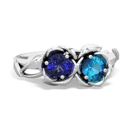 lab sapphire-london topaz roses ring