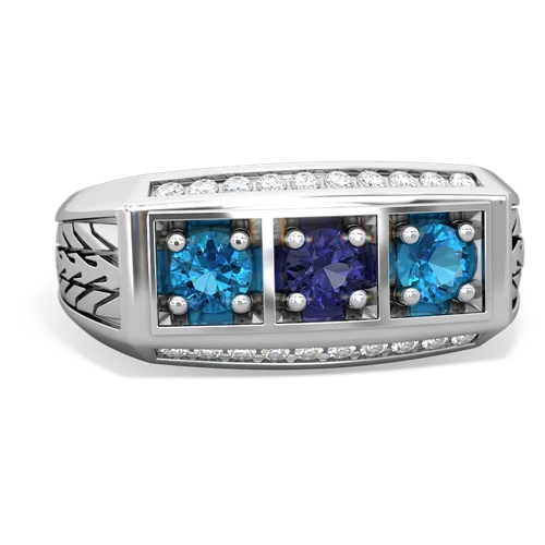 lab sapphire-london topaz three stone ring