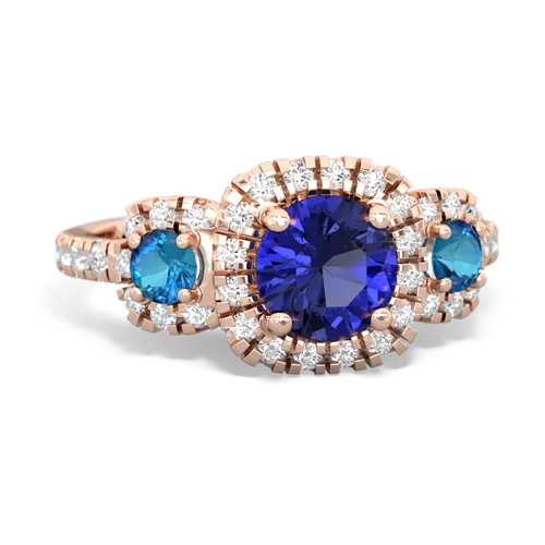 lab sapphire-london topaz three stone regal ring