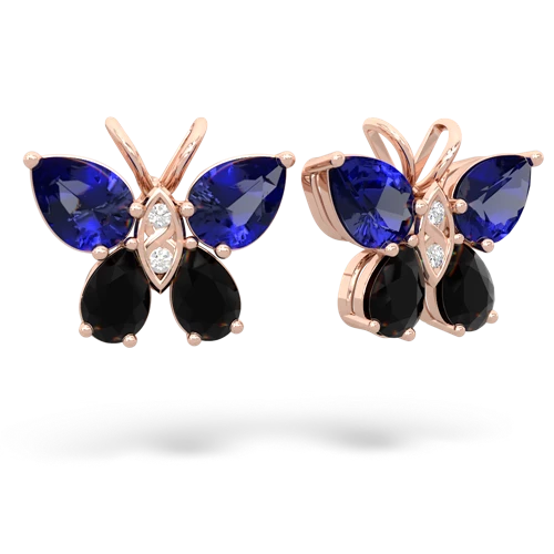 lab sapphire-onyx butterfly earrings