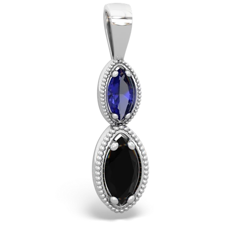 lab sapphire-onyx antique milgrain pendant