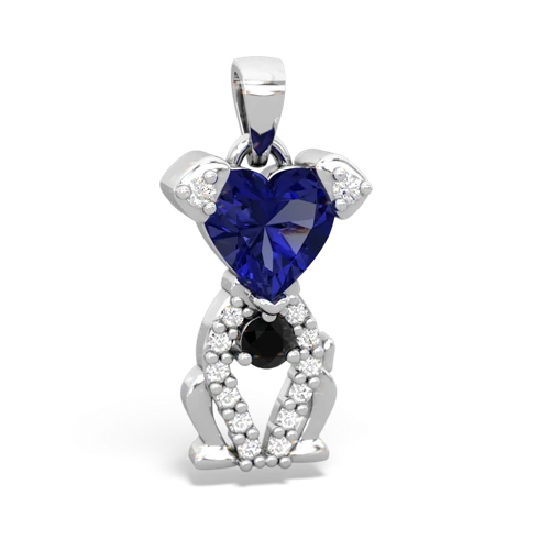 lab sapphire-onyx birthstone puppy pendant