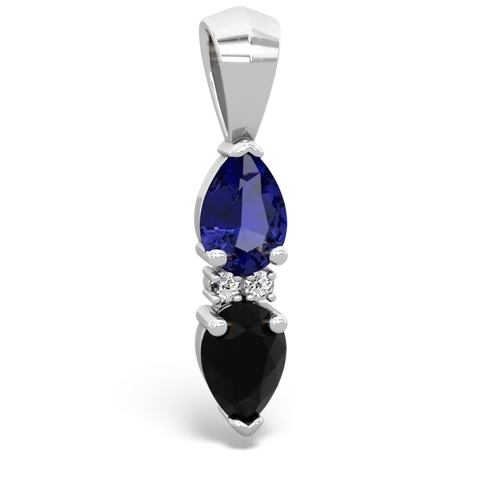 lab sapphire-onyx bowtie pendant