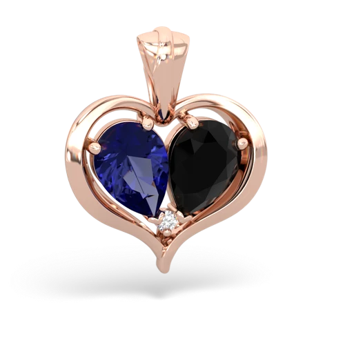 lab sapphire-onyx half heart whole pendant