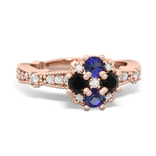 lab sapphire-onyx art deco engagement ring