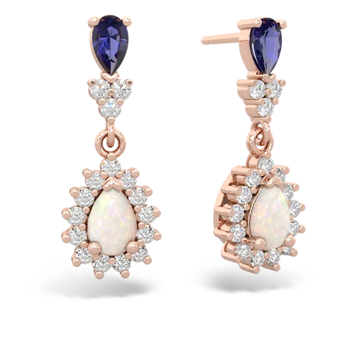 lab sapphire-opal dangle earrings