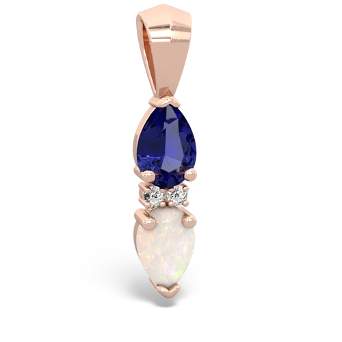 lab sapphire-opal bowtie pendant