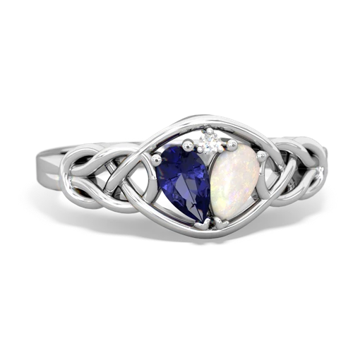 lab sapphire-opal celtic knot ring