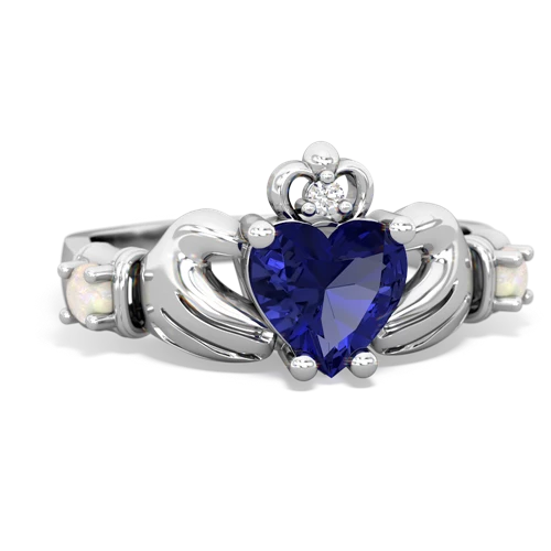 lab sapphire-opal claddagh ring