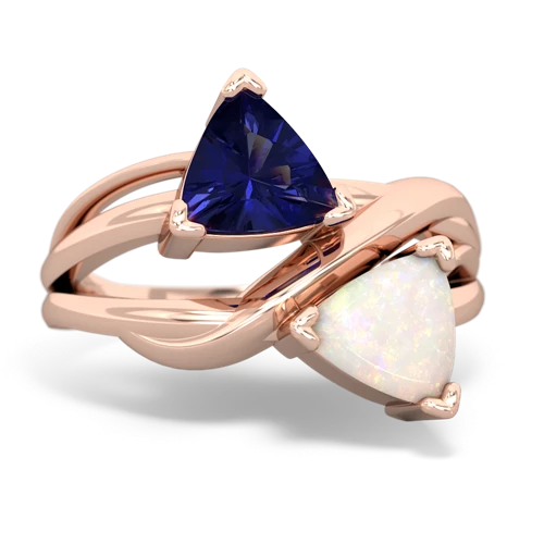 lab sapphire-opal filligree ring