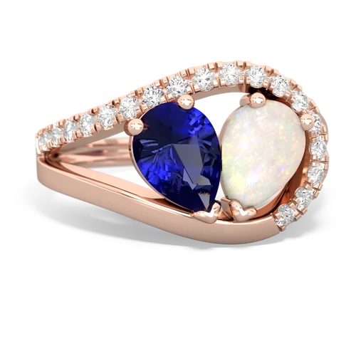 lab sapphire-opal pave heart ring