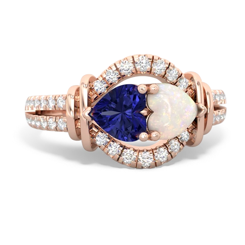 lab sapphire-opal pave keepsake ring