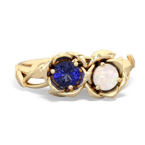 lab sapphire-opal roses ring