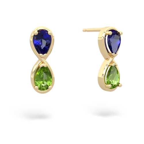 lab sapphire-peridot infinity earrings