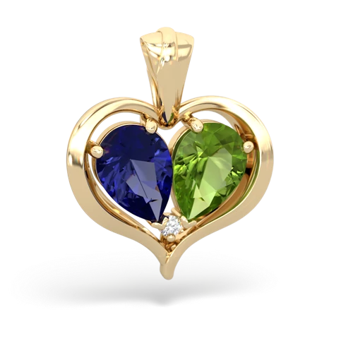 lab sapphire-peridot half heart whole pendant