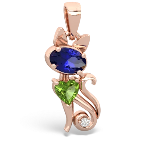 lab sapphire-peridot kitten pendant