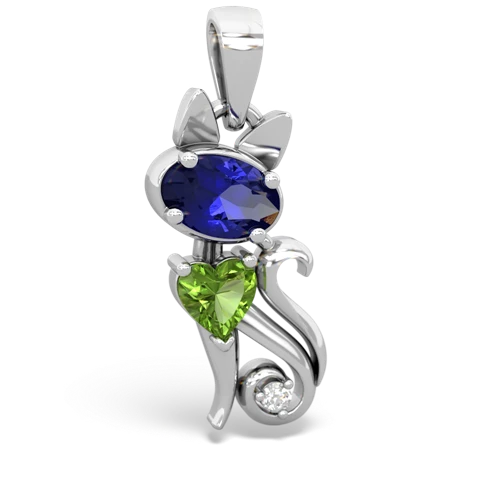 lab sapphire-peridot kitten pendant