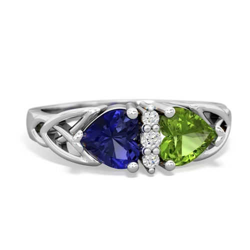 lab sapphire-peridot celtic ring