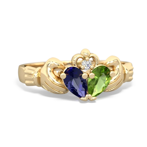 lab sapphire-peridot claddagh ring