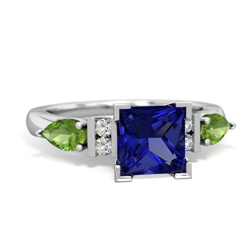 lab sapphire-peridot engagement ring