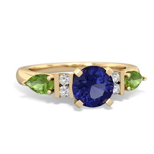 lab sapphire-peridot engagement ring