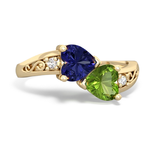 lab sapphire-peridot filligree ring