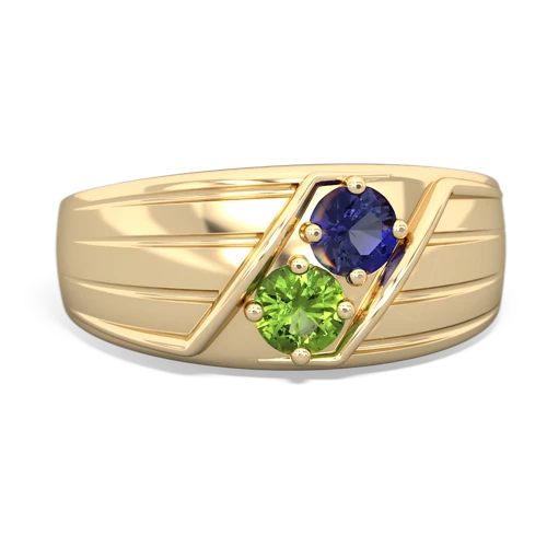 lab sapphire-peridot mens ring