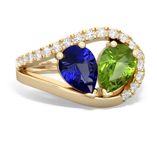 lab sapphire-peridot pave heart ring