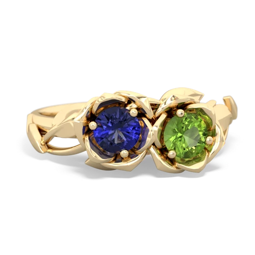 lab sapphire-peridot roses ring