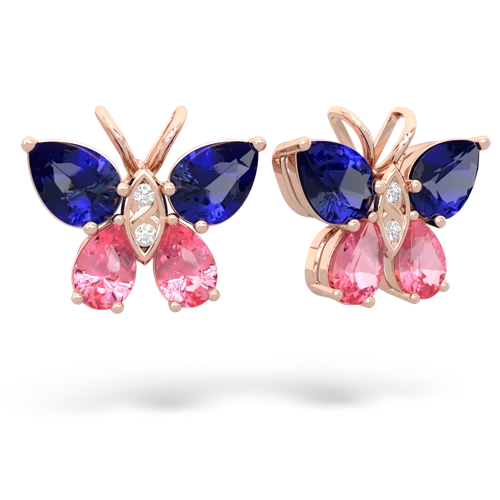 lab sapphire-pink sapphire butterfly earrings