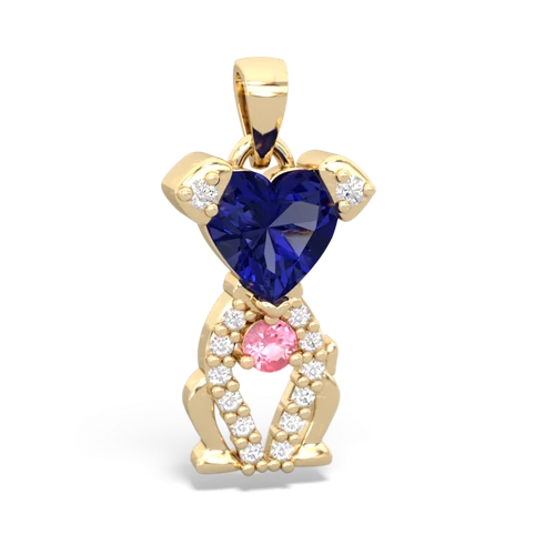 lab sapphire-pink sapphire birthstone puppy pendant