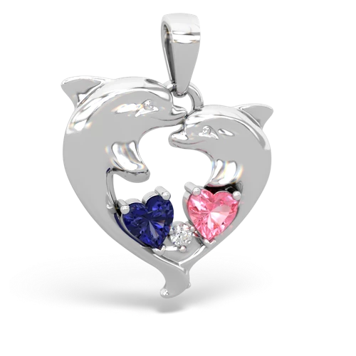 lab sapphire-pink sapphire dolphins pendant