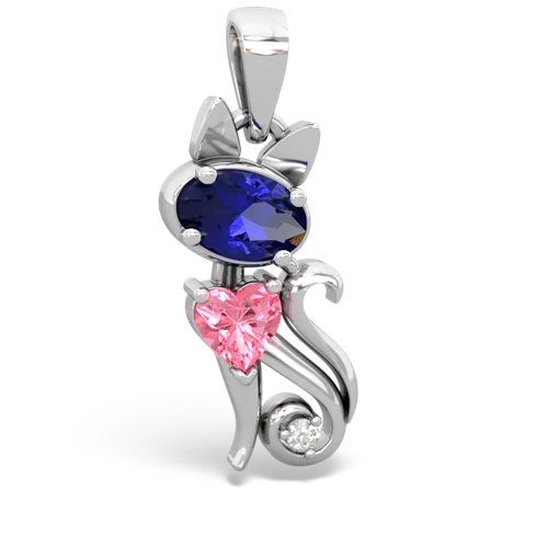 lab sapphire-pink sapphire kitten pendant