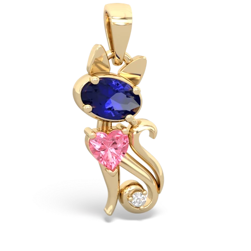 lab sapphire-pink sapphire kitten pendant