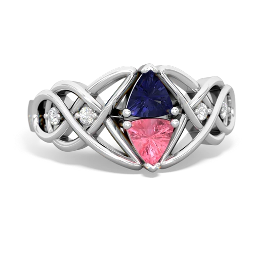 lab sapphire-pink sapphire celtic knot ring