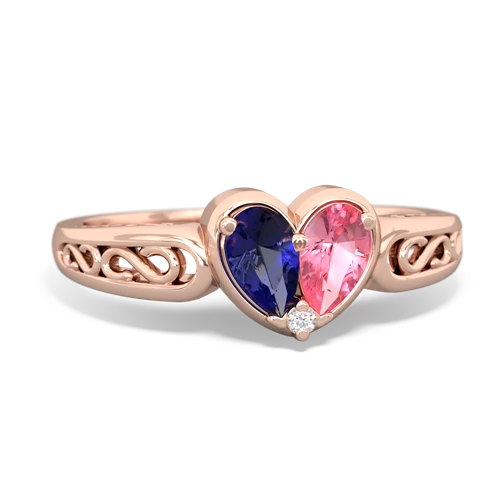 lab sapphire-pink sapphire filligree ring