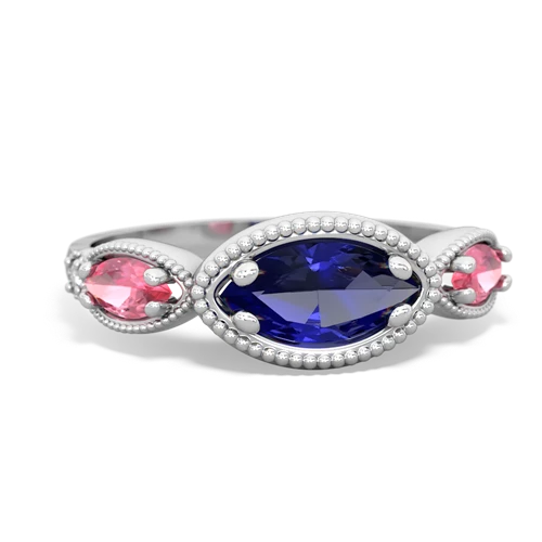 lab sapphire-pink sapphire milgrain marquise ring