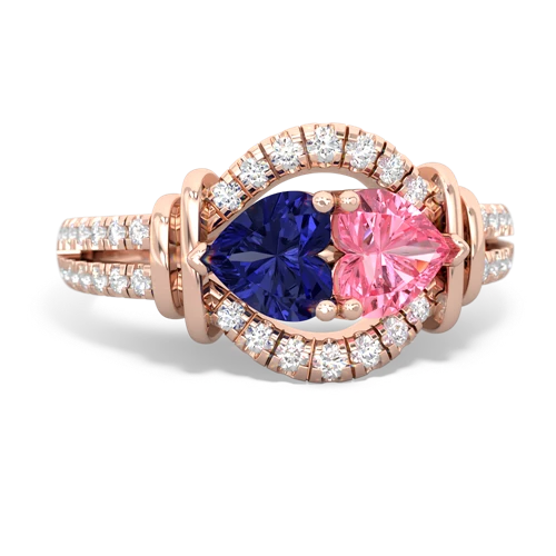 lab sapphire-pink sapphire pave keepsake ring