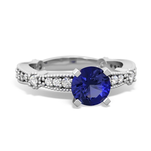 lab sapphire antique engagement ring