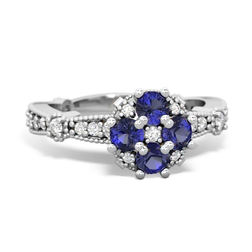 lab sapphire art deco engagement ring