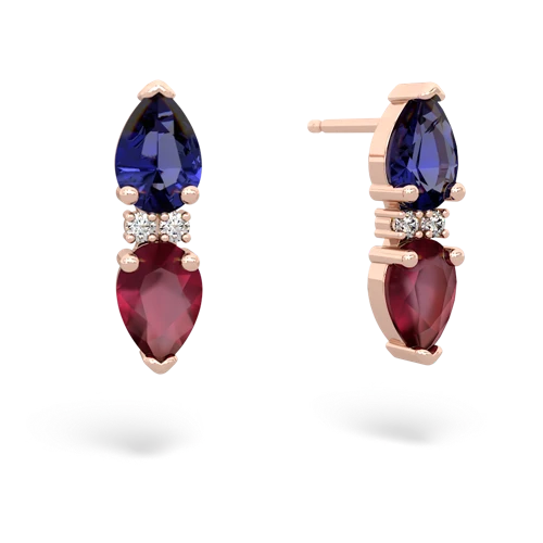 lab sapphire-ruby bowtie earrings