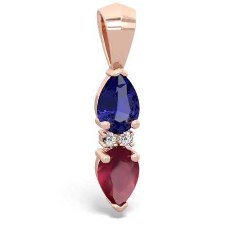 lab sapphire-ruby bowtie pendant