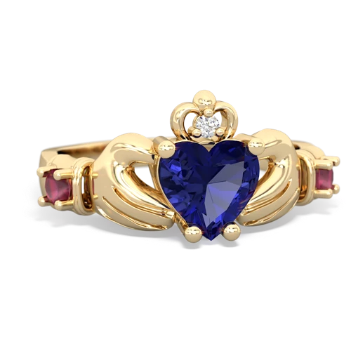 lab sapphire-ruby claddagh ring