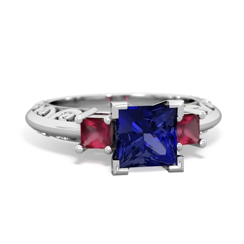 lab sapphire-ruby engagement ring