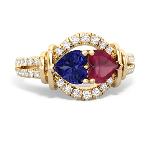 lab sapphire-ruby pave keepsake ring