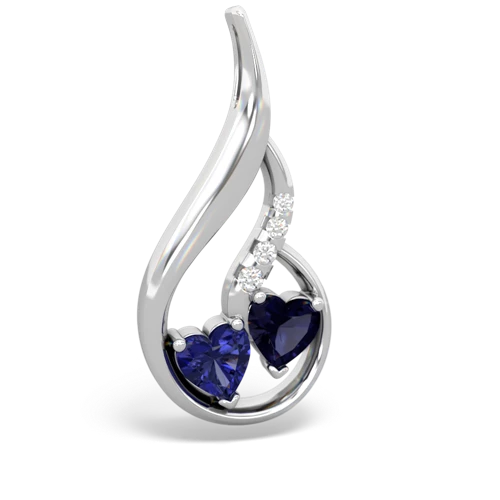 lab sapphire-sapphire keepsake swirl pendant